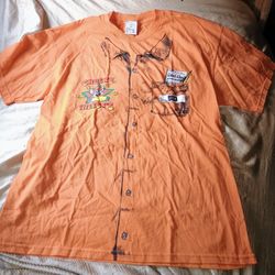 RARE New 2010 Orange Chuck E Cheese's T-shirt Employee Uniform XL Shirt