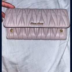 Miu Miu Fold Long Wallet Matelasse Pink Lwarhee