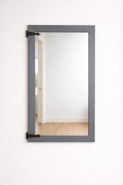 Large Gray Wood Wall Mirror – 55.5” x 32” – Modern / Farmhouse