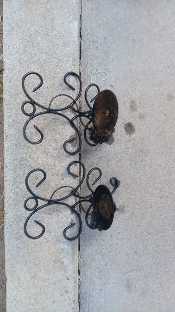 2 Wrought Iron Hanging Candle Holders