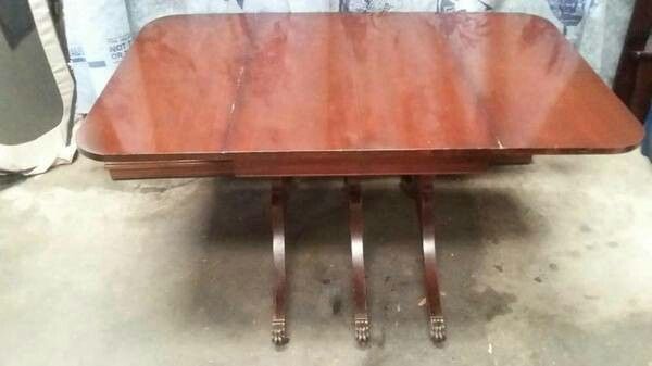 Vintage Antique 3 Legged Folding Dining Wood Table
