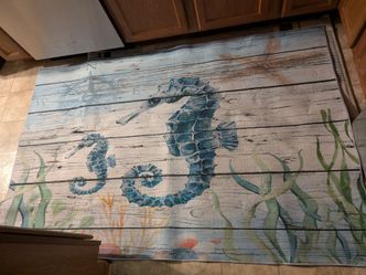 Washable Seahorse Rug (6 Foot by 4 Foot)