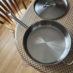 New 7qt Stainless Steel Aluminum Clad Sauté Pan With Lid