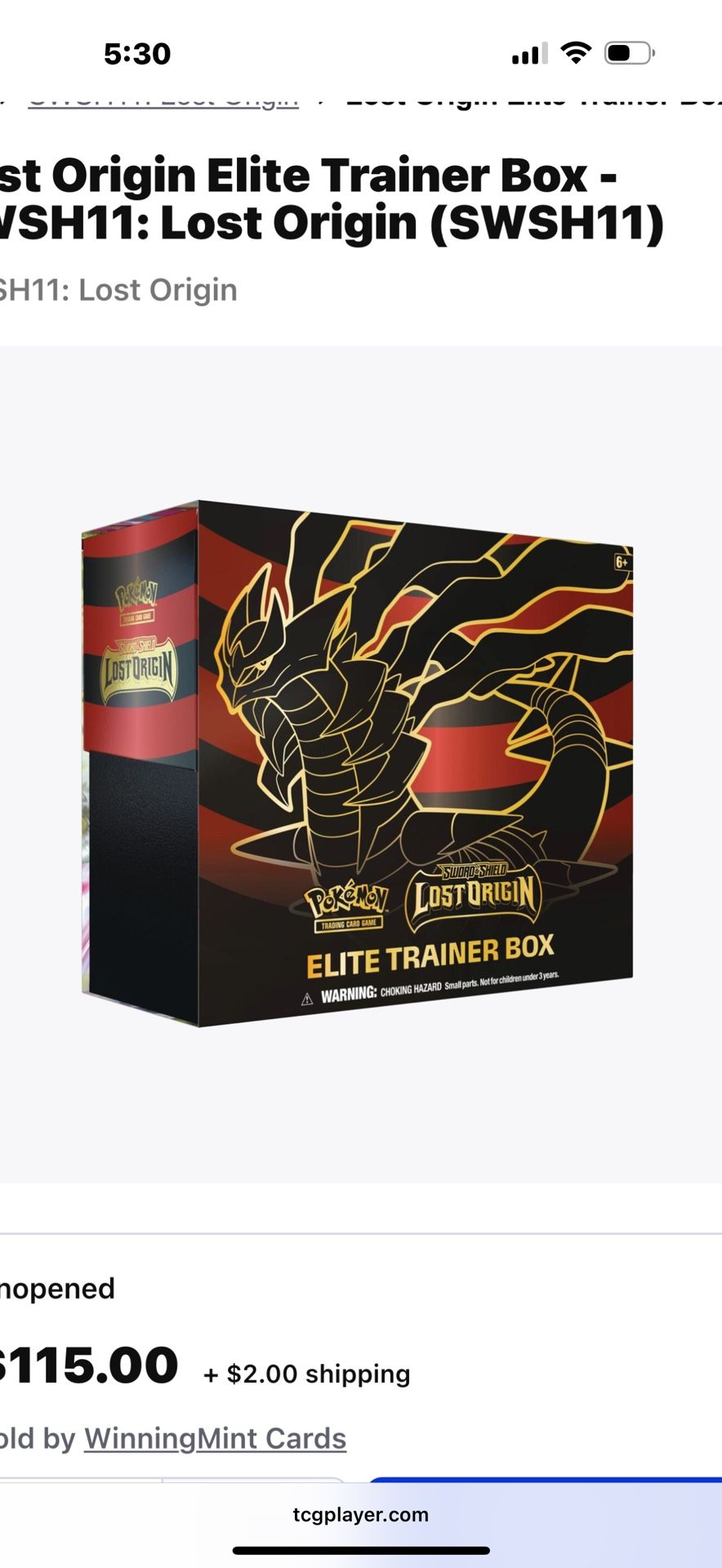 Lost Origin Elite Trainer Box - SWSH11: Lost Origin **Negotiable**