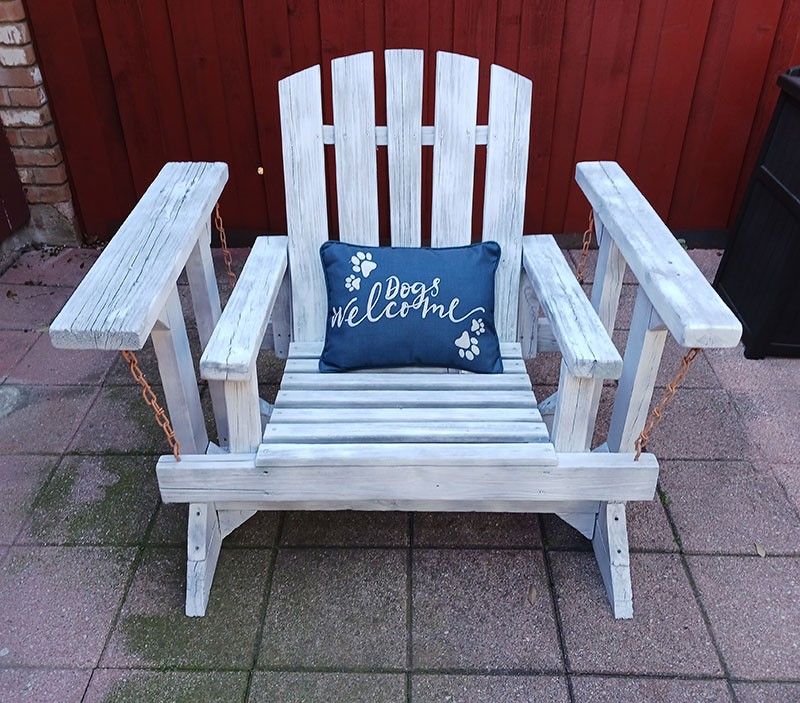 Outdoor Whitewashed Wood Glider Swing Chair