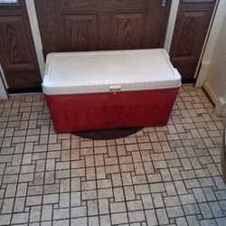 Large Red And White Cooler 