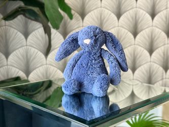 Rare Retired Small 8” Jellycat Navy Blue Bashful Bunny Rabbit Plush Toy