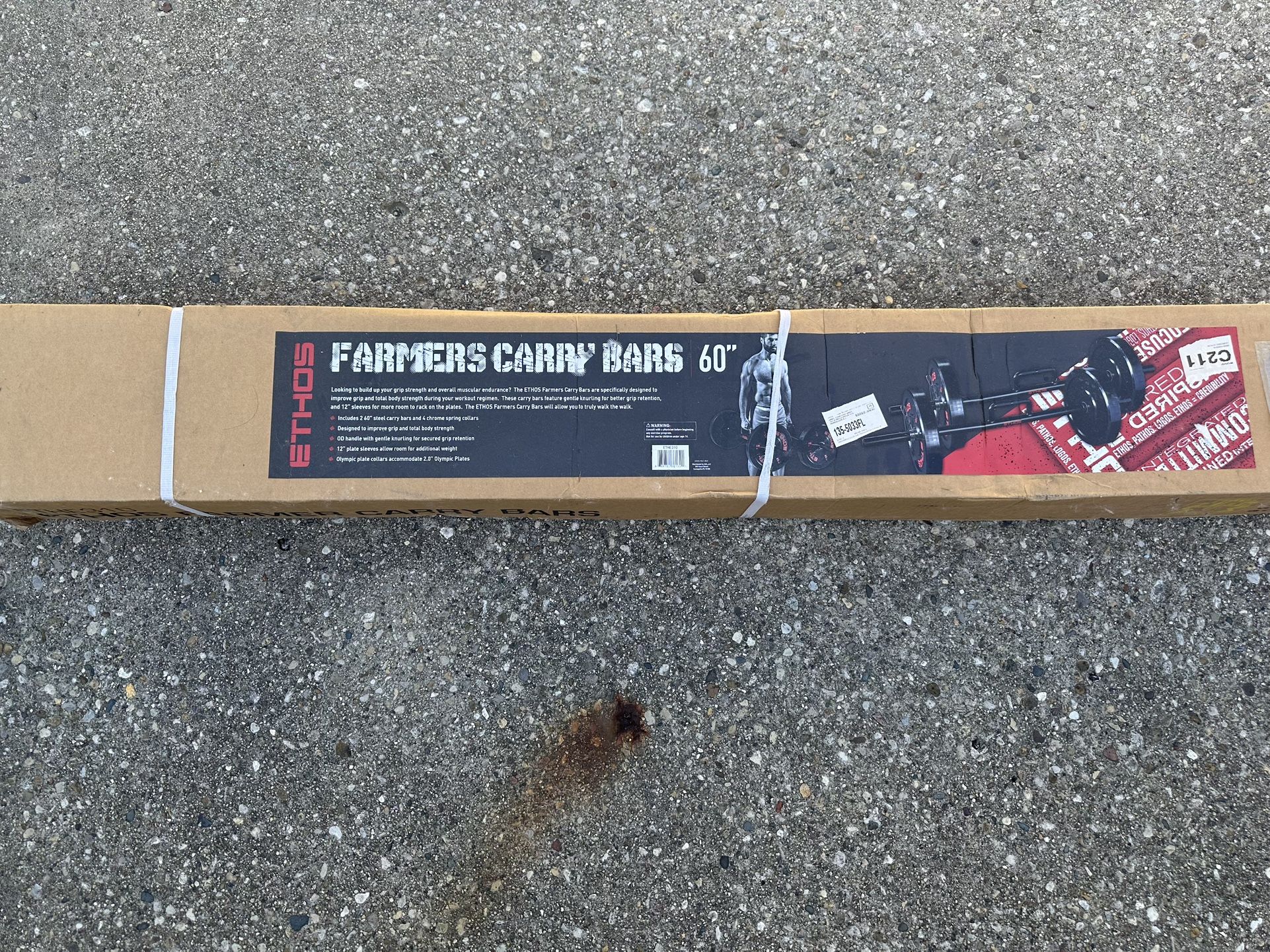 ETHOS Farmer Carry Bars x Two 60” Steel Carry Bars With 4 Chrome Spring Collars x Gym