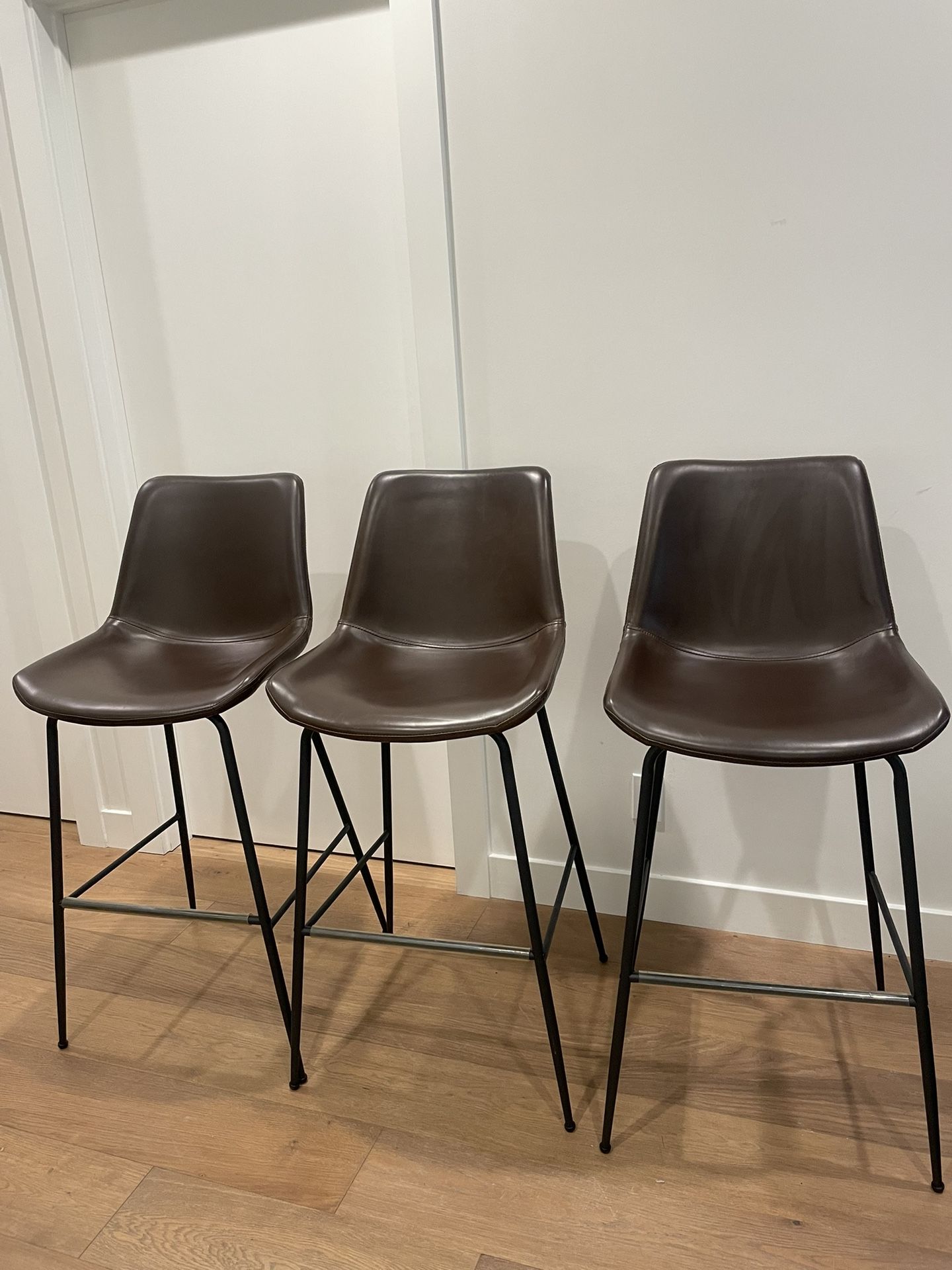 3 High Leather chairs | Counter and Bar Stools | Dining Chairs