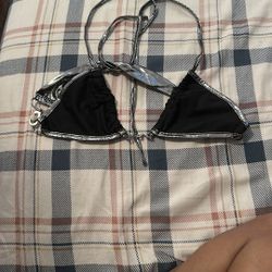 SHEIN Black and Silver Triangle Bikini Top