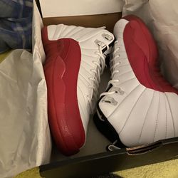 Jordan 12 White And Red Size 6Y