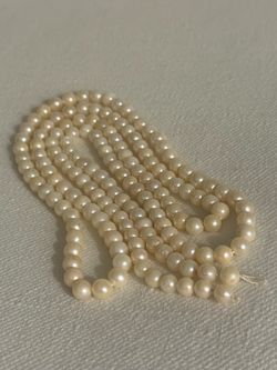 High-Luster Vintage Cultured Pearl Loose Strand 6mm-7mm Cream-Rose (40 Inches)