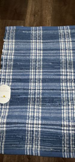 Threshold Blue Plaid Bath Rug