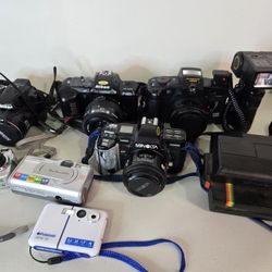 Assorted Cameras And Lenses (Untested)