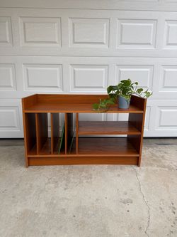 mid century teak record cabinet