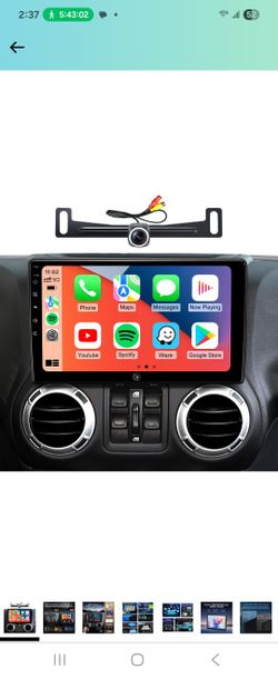 Car Radio Stereo Upgrade for Jeep Wrangler JK Compass Grand Cherokee Dodge Ram with Wireless CarPlay/Android Auto/10.2'' TouchScreen/Android12/GPS Nav