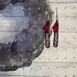 Hand Beaded Chainsaw Earrings 