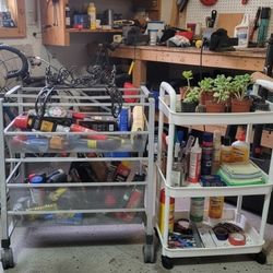 Cool Little Metal Basket Rolling Rack Two Levels And A Bonus Plastic White Rolling Rack Three Tier