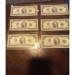 $2 uncirculated bills with Matching Serial Numbers 000 rare two dollar bills Uncirculated