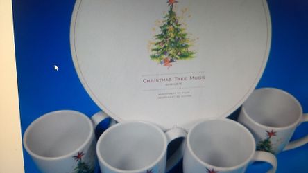Pottery Barn Xmas tree coffee mugs