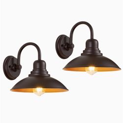 2 Pack Vanity Barn Lights Farmhouse Gooseneck Wall Sconces Light Fixtures Oil Rubbed Bronze