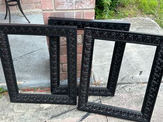 3 Large black frames with red, no glass