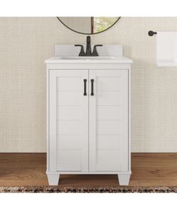 Allen + Roth Rigsby 24” Bathroom Vanity – White – Fully Assembled