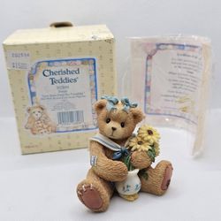 NEW Cherished Teddies SUSAN bloom Summer Figurine flowers bow girl Box 1996 Love

Mint condition, kept in the box, never displayed 
Girl bear in wheel