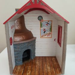 American Girl Doll Ski Chalet Cabin Fireplace Lodge Winter Fun