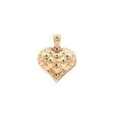 Ladies 14k Two-tone Yellow / White Gold Reversible 1/2” Hollow Heart Pendant 11054643