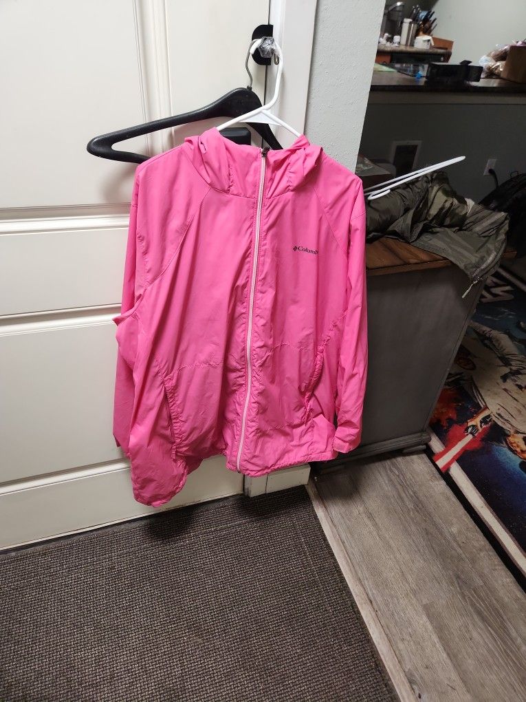 womens 3XL pink Columbia rain coat used