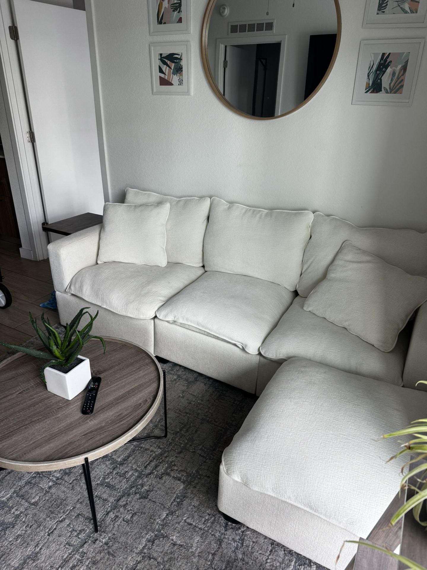 White L Shaped Couch 86 Inch