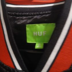 HuF varsity jacket color blk,red