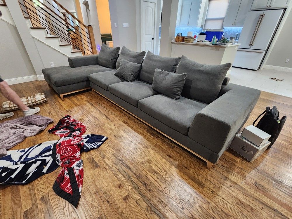 Modern Grey Sectional Sofa w/ Chaise - William Millenaire