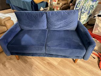 Blue Velvet Couch Set