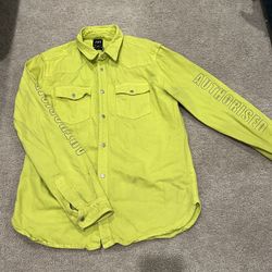 Zara neon green button down shirt