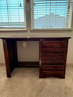 Dark Wood Desk with 3 Drawers