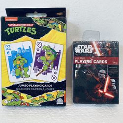 (2) NEW IN PKGS PLAYING CARDS: TEENAGE MUTANT NINJA TURTLES - STAR WARS VILLAINS