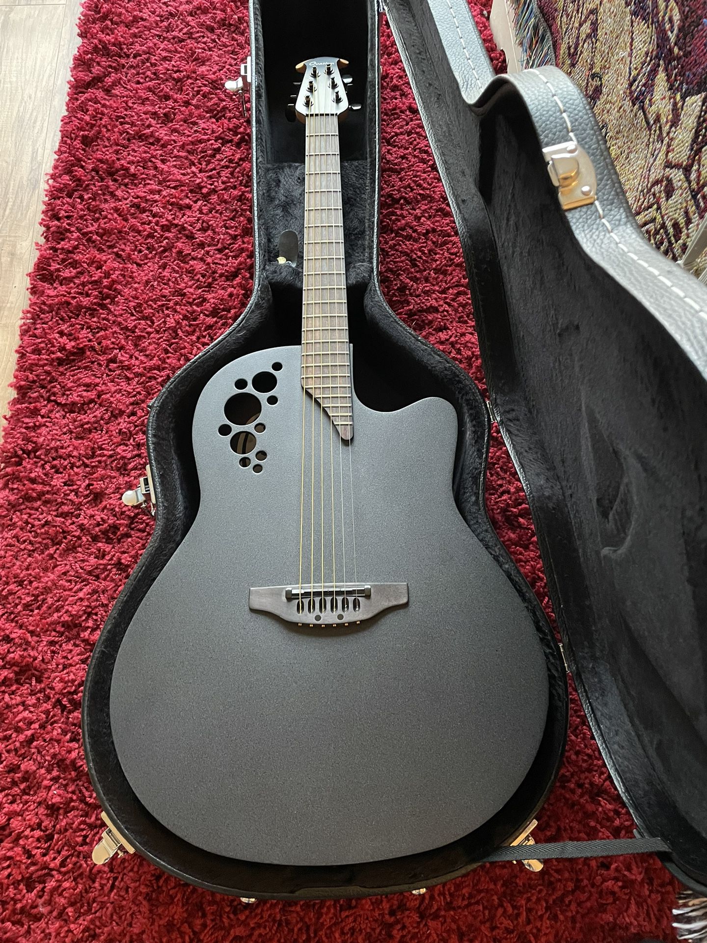 Ovation Mod TX Collection Acoustic-Electric Guitar, Textured Black, Super Shallow Body (1868TX-5)