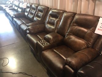 Caramel Top Grain 2PC Power Reclining Sofa and Loveseat Set