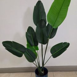 *** NEW LOW PRICE *** 5ft Faux Bird of Paradise in an 10" Tall Blue Resin Planter @ Lasting Creations