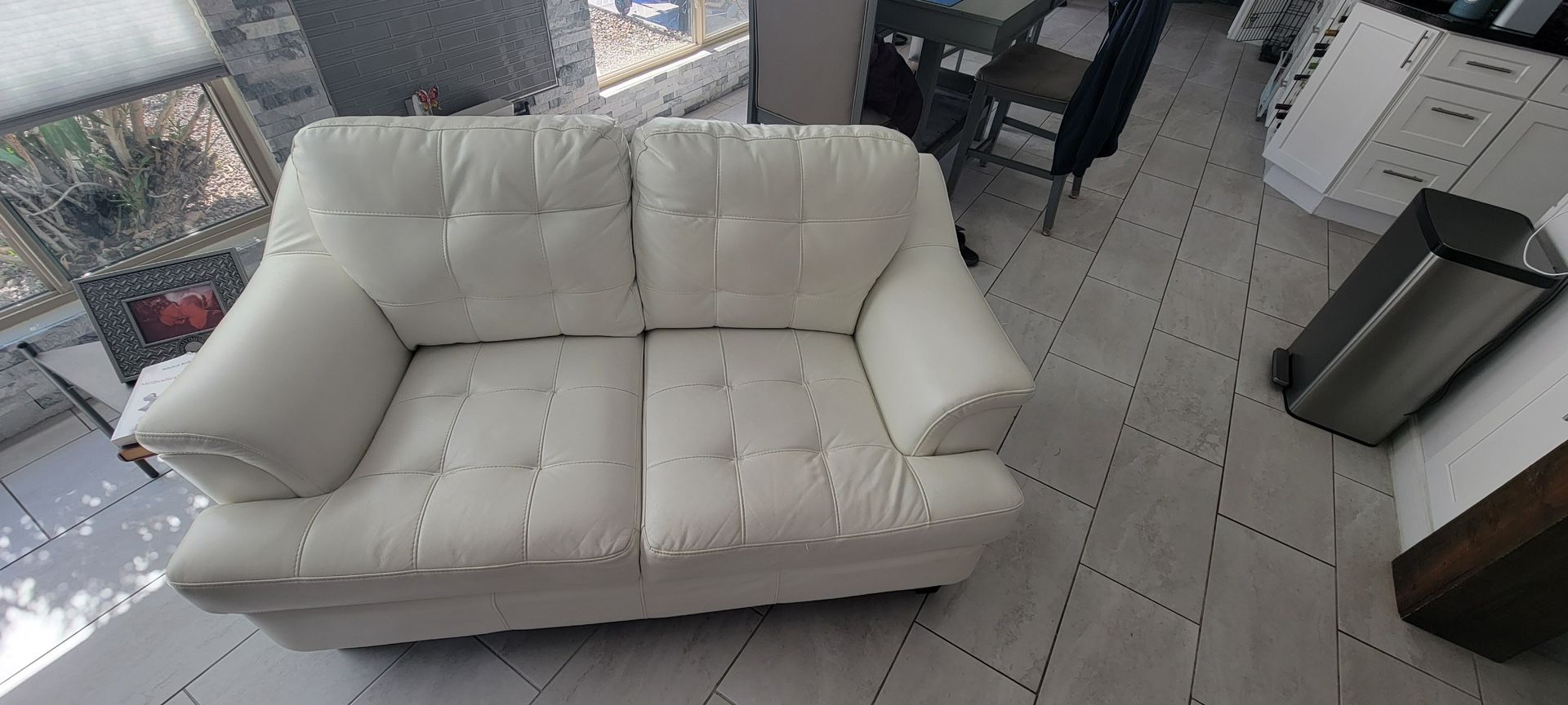 PRICE REDUCED! White Leather Couch 