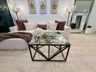 Like new iron glass coffee table