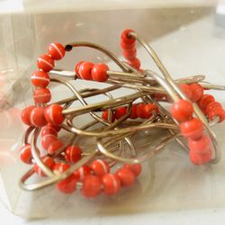 Set Of 4 Red Beaded Shower Curtain Rings Home Decor