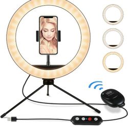 New! 10" Selfie Ring Light With Desktop Tripod