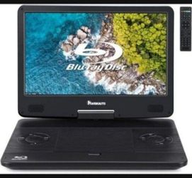 NAMIKAUTO 15.6" Portable Blu-ray Player with 13.3" 1080P HD Screen, Rechargeable Battery, Supports HDMI Input & HDMI Output, Sync Screen, AV Out & In