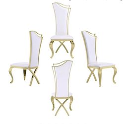 Like NEW: White Leather Upholstered Dining Chairs Set of 4