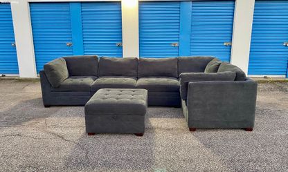 Thomasville Tisdale 6-Piece Sectional w/ Storage Ottoman – Dark Gray
