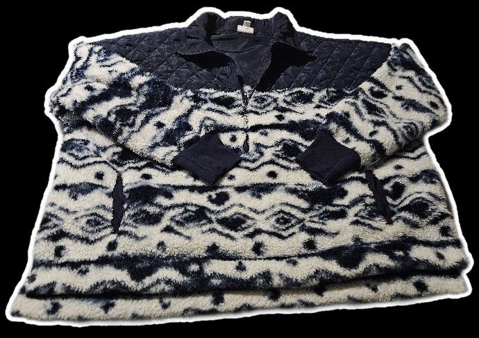 LuLaRoe Navy and White Fleece Pullover Half Zip