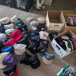 80+ Vintage Snap Back Hats  ((sold as a bundle))